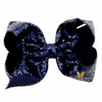 Razzle Dazzle Sequin Bow - Sapphire Blue