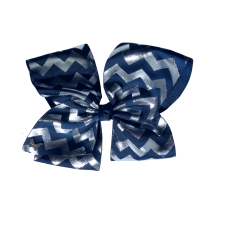 Chevron Sparkle Bow - Navy