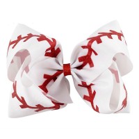 Baseball Bow - White/Red